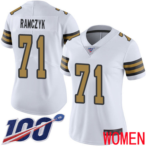 New Orleans Saints Limited White Women Ryan Ramczyk Jersey NFL Football #71 100th Season Rush Vapor Untouchable Jersey